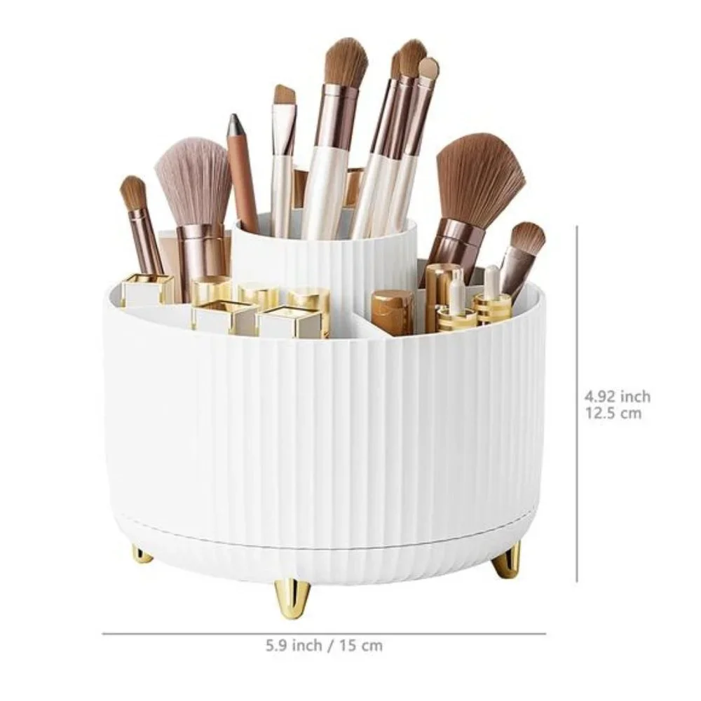 🌺 Makeup Brush holder Organizer, 🦋360° Rotating Make up Brush Holder, 5 Slots